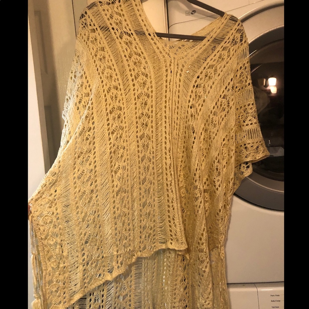 Cream see through bathing suite cover